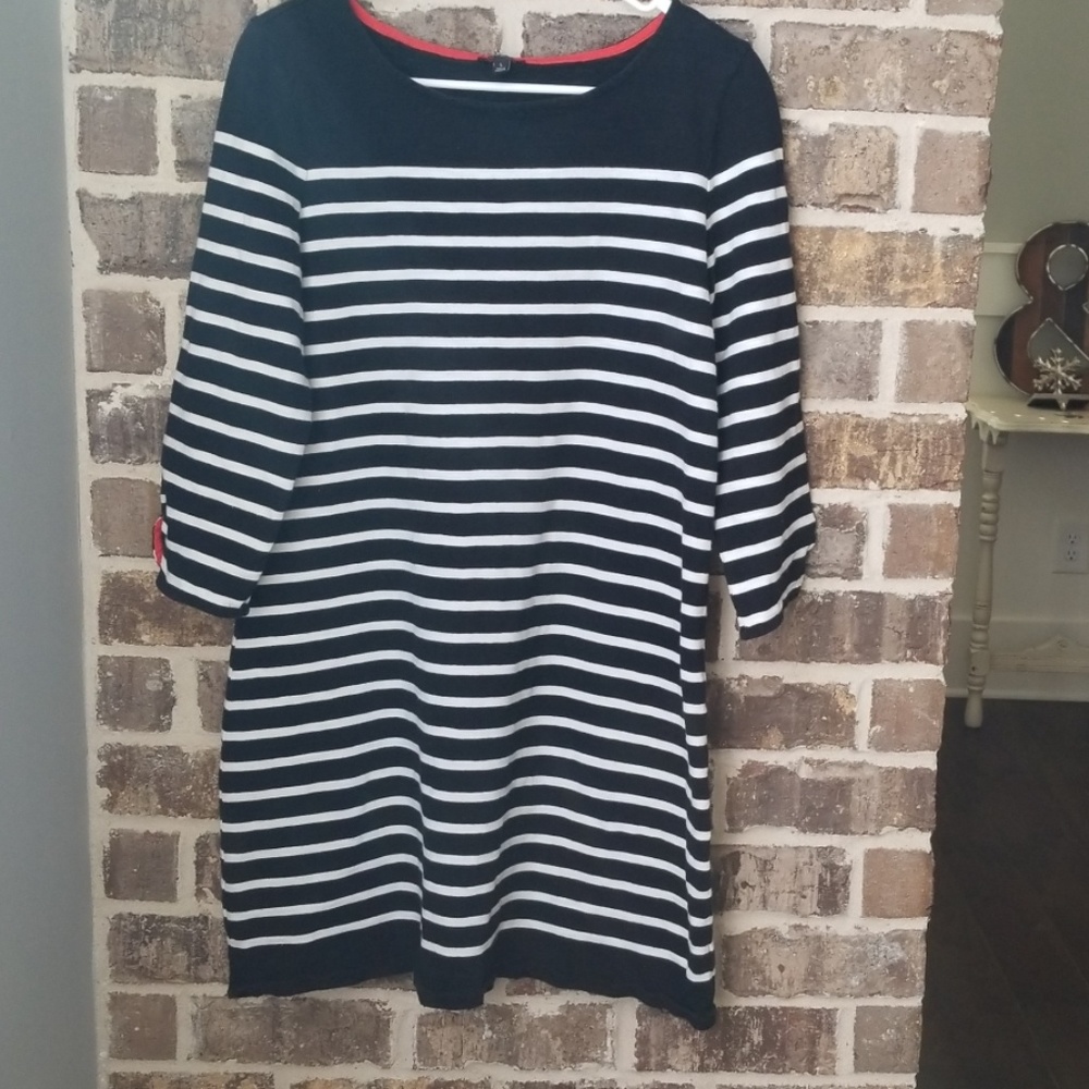 🔔Talbots Striped Red Trim Dress